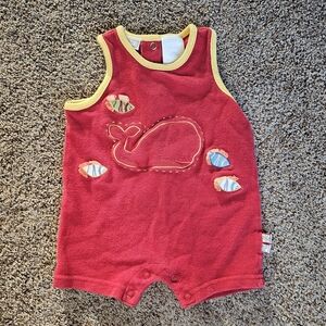 Mc Baby VTG 0-3 Month Red Whale Bodysuit